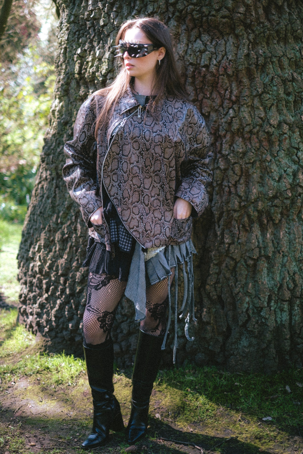 baggy snake print jacket, asymmetrical - one of a kind! x