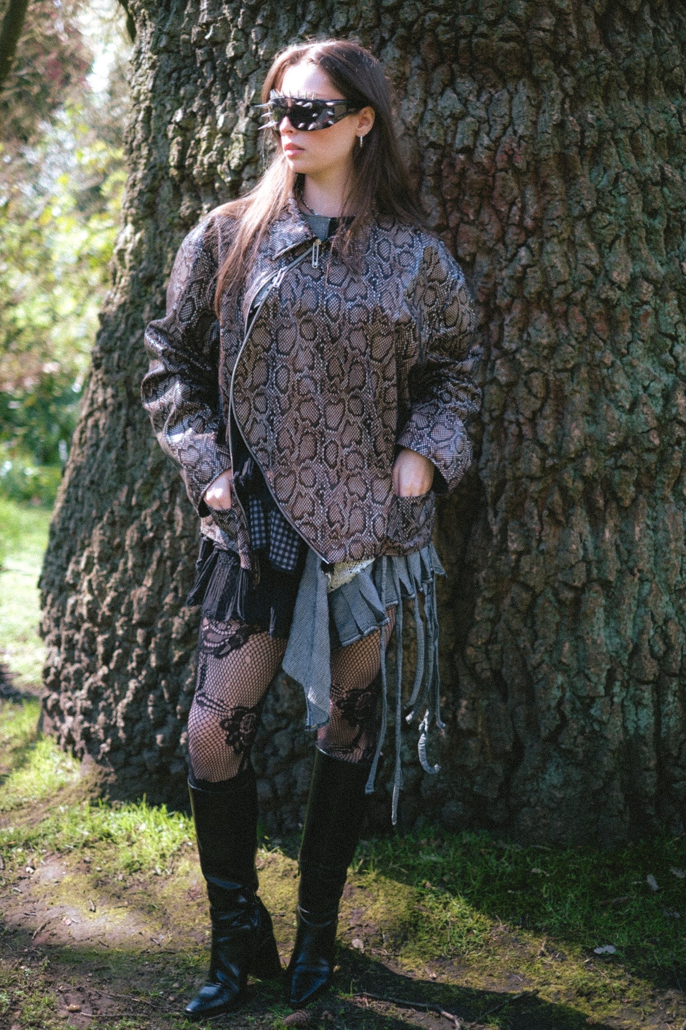 baggy snake print jacket, asymmetrical - one of a kind! x