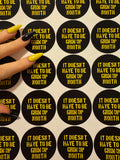 'it doesn't have to be grim up north' badge & sticker pack