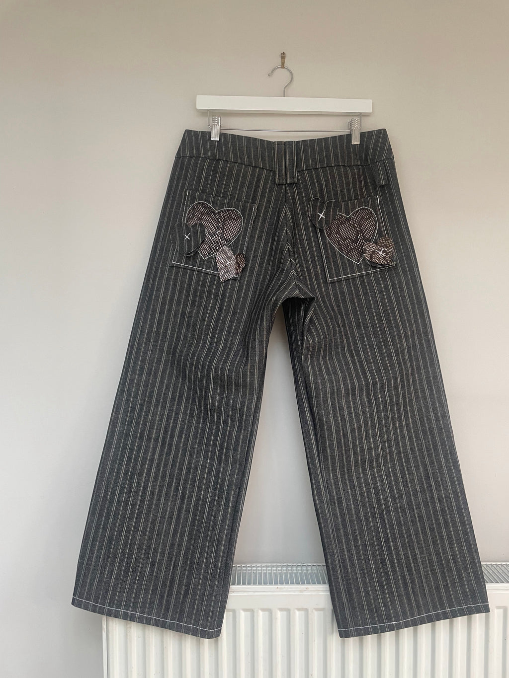 handmade pinstripe jeans <3