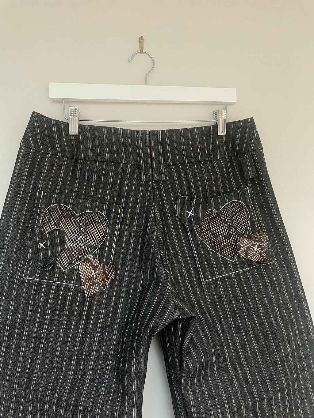 handmade pinstripe jeans <3